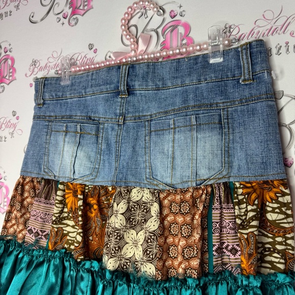 Younique skirt ruffle tiered half denim jean half tiered cloth fabric stunning - Picture 8 of 10